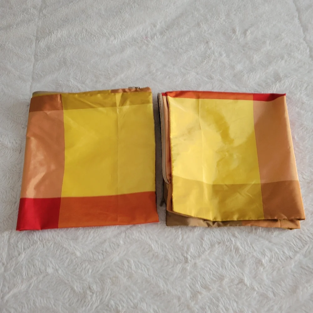 Pair (2) of Silk Taffeta Multi Color Cushion Cover Squares